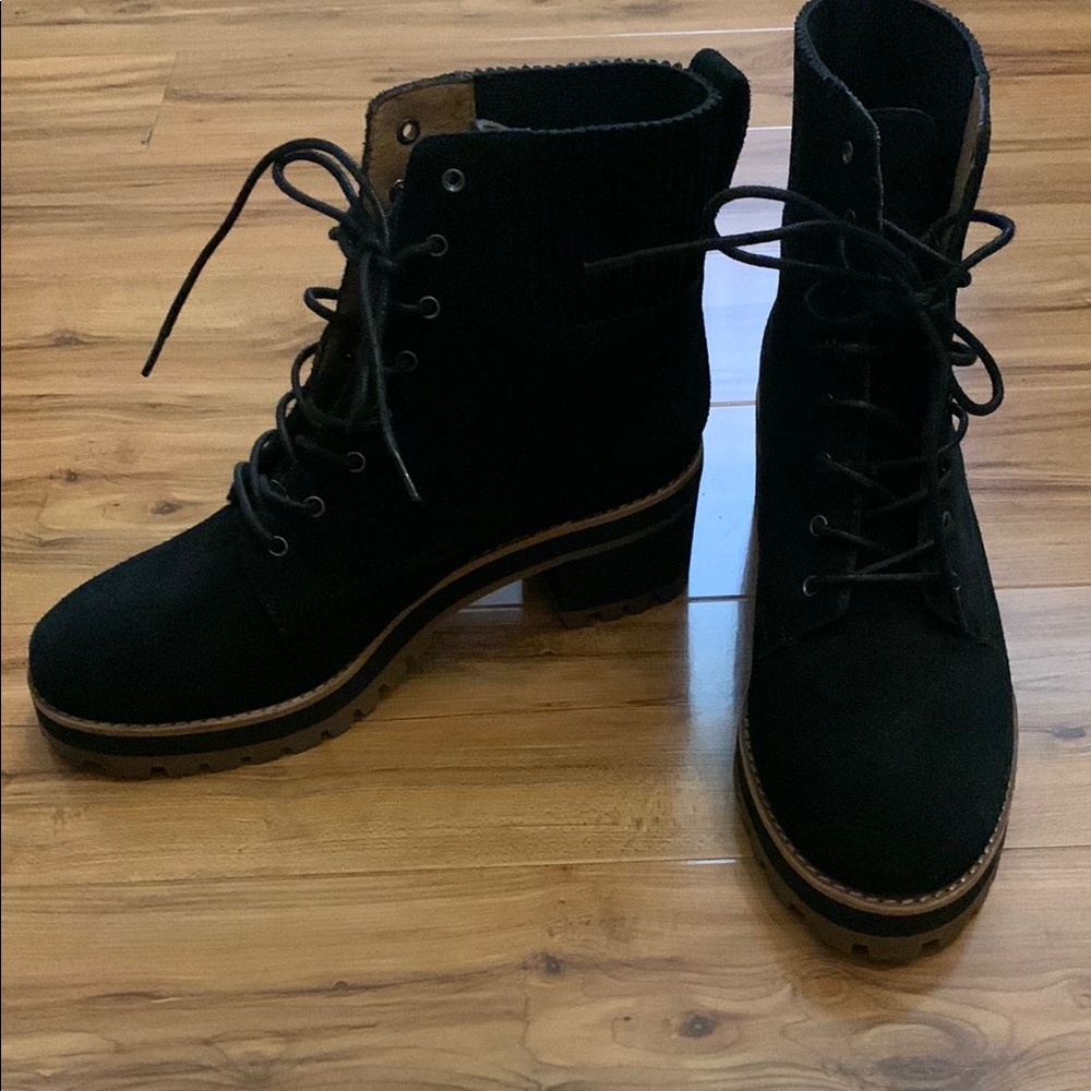 Madewell Suede Black Lace Up Boots